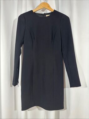 MICHAEL Michael Kors Black Sheath Dress Size 6 Long Sleeve Zip Cuff Career